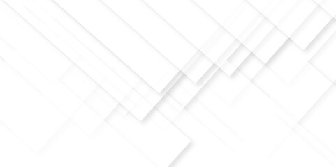 Modern Abstract white background design with layers of textured white transparent material in triangle and squares shapes. White color technology concept geometric line vector background.