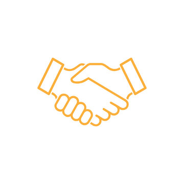 orange Shake hand line art icon. Simple outline style for web and app. Handshake, hands, partnership, business concept symbol. Vector illustration isolated on white background.