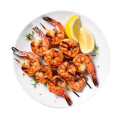 grilled shrimp on a plate, png