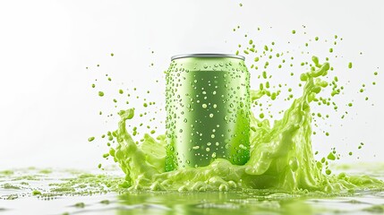 Green Soft Drink Can Mockup