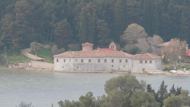 St. Mary's Monastery medieval church in Albania, Establishing shot