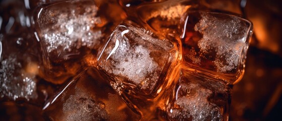 lridescent iced coke, macro photography close up.
