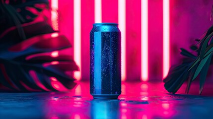 Neon Soft Drink Can Mockup