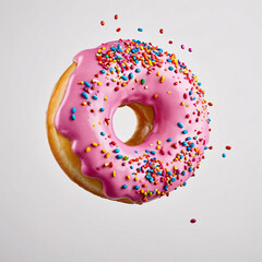 donuts falling down over a solid color background