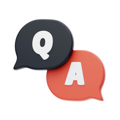 3D Q&A Session Engaging Audiences With Interactive Dialogue. 3d illustration, 3d element, 3d rendering. 3d visualization isolated on a transparent background