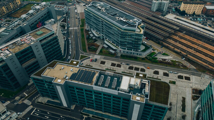 Aerial photography Santa Giulia, Milan, Italy 3.01.2023 residential area on the south-eastern outskirts of Milan, between the districts of Rogoredo and Talledo