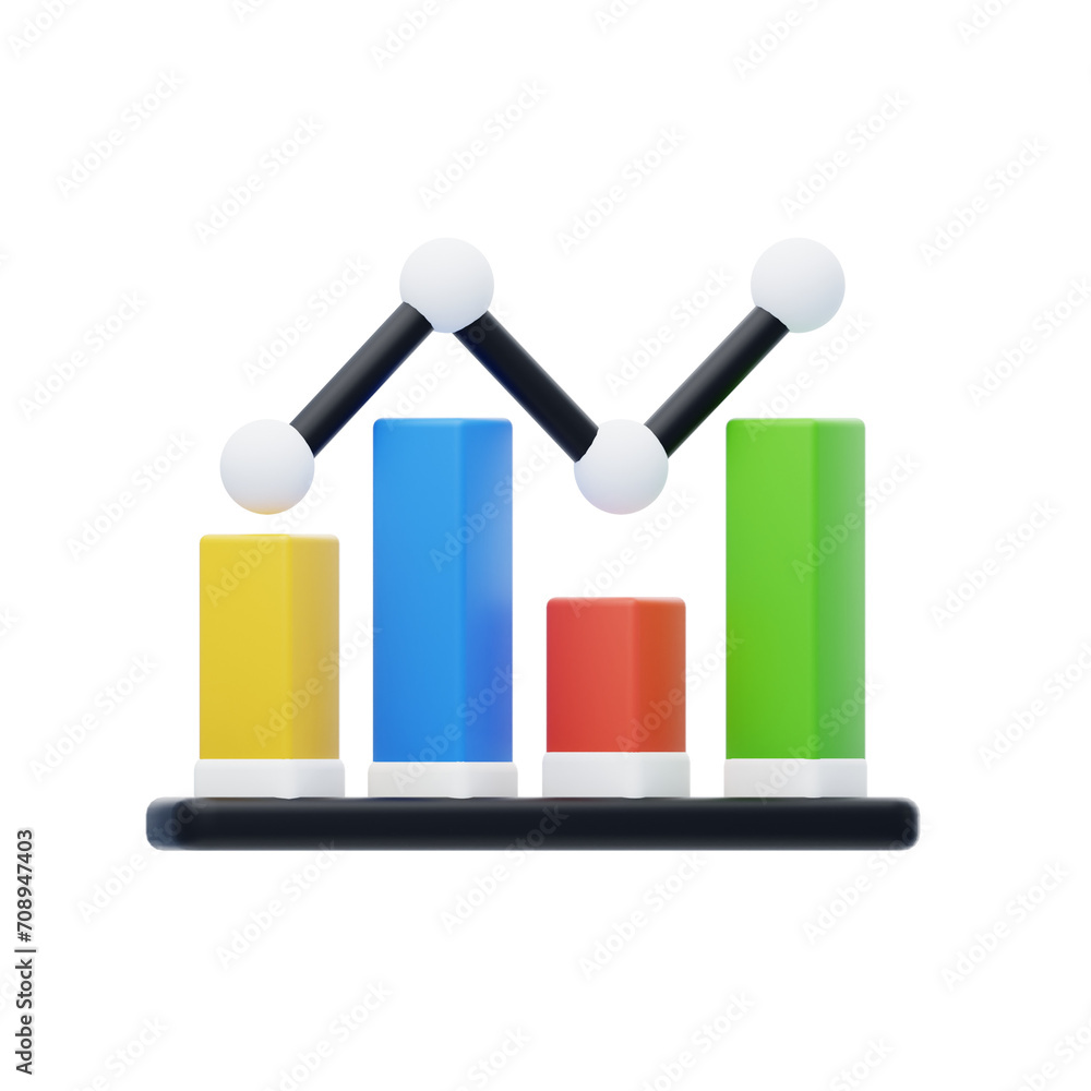 Poster 3d graph visualizing data. 3d illustration, 3d element, 3d rendering. 3d visualization isolated on a