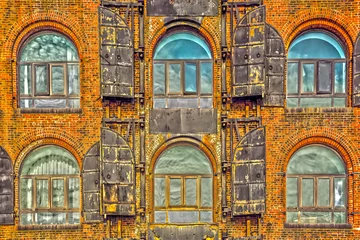Foto op Plexiglas Detail of old building facade in Red hook, Brooklyn, New York, USA © PACO COMO
