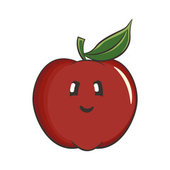 vector icon illustration of a cute red apple character mascot, work of handmade