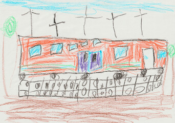 Obraz premium 子供が描いた新幹線の絵