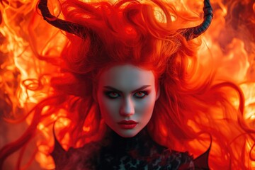 Stunning Woman With Fiery Red Hair Rocks Halloween As Devil