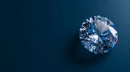 Poster Blue diamond on blue background. 3d rendering. Computer digital drawing. © Henryz