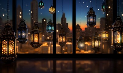 Ramadan lanterns with perfect lighting. Generative Ai

