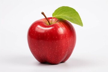 
Ripe apple with leaf isolated on a white background