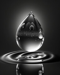 Fototapeta premium Drop of water macro view rippling on a fluid surface. 