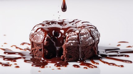 
Close-up shots capturing the gooey and irresistible molten center of a chocolate lava cake