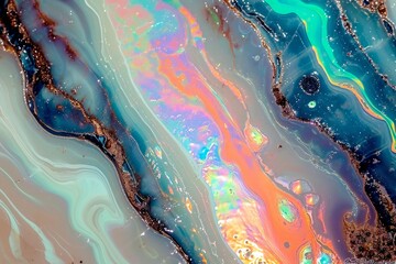 Pretty and smooth shimmering graffiti flow of opal surface background - obrazy, fototapety, plakaty