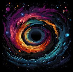 Abstract tunnel of a multicolor spectrum background. Bright rays of light and colorful glowing lines moving speed through the dark with comic spectrum color