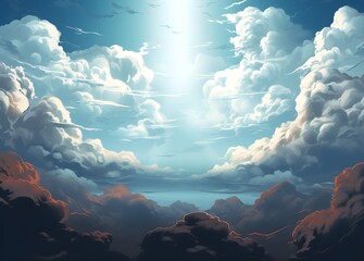 illustration of blue sky and clouds for background