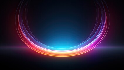 Multicolor Neon Light Circle on a black Background.