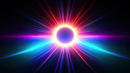 Multicolor Neon Light Circle on a black Background.