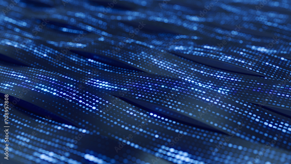 Poster waves of digital information concept - binare code waves background