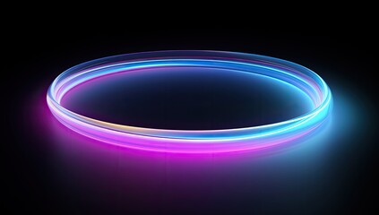 Multicolor Neon Light Circle on a black Background.