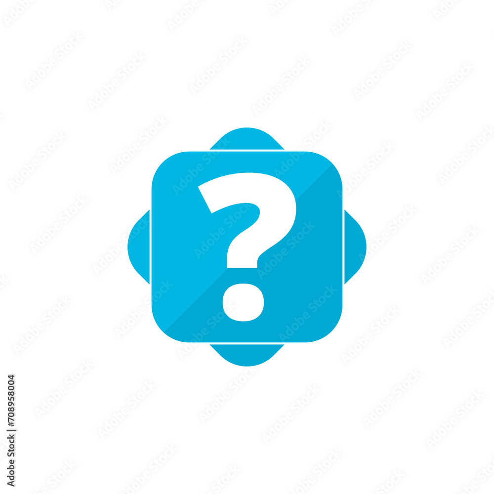 Poster question mark blue square button icon isolated on transparent background