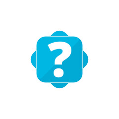 Question mark blue square button icon isolated on transparent background