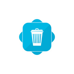 Trash bin blue square button icon isolated on transparent background