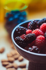 Wholesome Berry Bliss: Nutrient-Rich Bowl of Raspberries and Blackberries, Perfect for Breakfast and Snacking