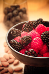 Wholesome Berry Bliss: Nutrient-Rich Bowl of Raspberries and Blackberries, Perfect for Breakfast and Snacking