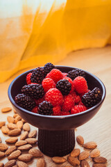 Wholesome Berry Bliss: Nutrient-Rich Bowl of Raspberries and Blackberries, Perfect for Breakfast and Snacking