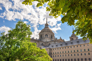 El Escorial palace and gardens outside Madrid, Spain