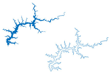 Sao Simao Lake (Federative Republic of Brazil) map vector illustration, scribble sketch Reservoir Usina de Sao Simao dam map