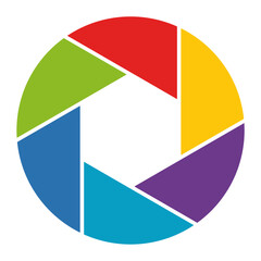 Fototapeta premium Colorful camera lens diagram.Shutter graphic vector illustration.Infographic template.