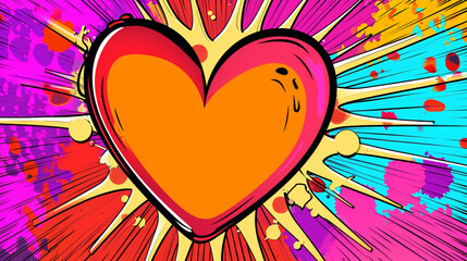 Wow pop art Heart. colorful background in pop art retro comic style. © Furkan