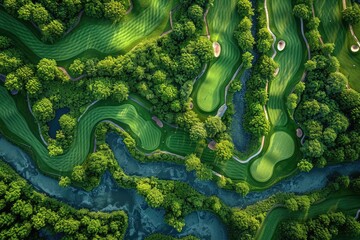 Whimsical Wonders: Aerial Vision of Abstract Golf Courses