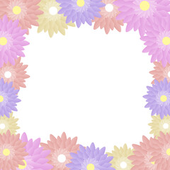 Floral frame with spring flowers and leaves