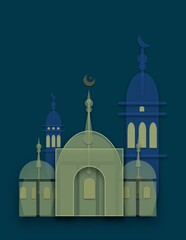 Stylized Illustration of Islamic Ancient Arabic Mosques
