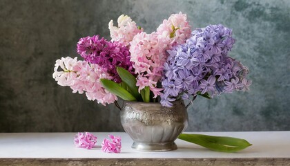 Lilac and pink hyacinths