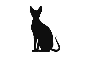 Peterbald Cat Silhouette black art isolated on a white background
