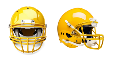 Yellow american football helmet mockup, isolated background