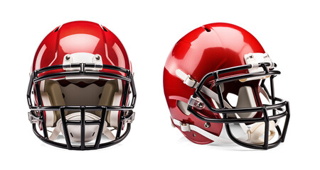 Red american football helmet mockup, isolated background