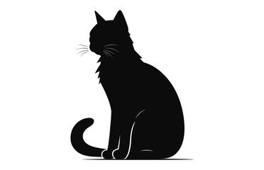 Cat Silhouette black Vector isolated on a white background