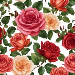 Valentine's Day pink Watercolor roses flower and leaf bouquet clipart collection isolated on white background vector illustration set