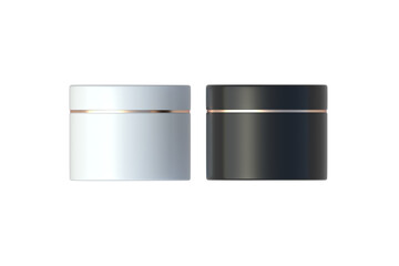 Two cream jars isolated on white background. Creme containers. 3d render