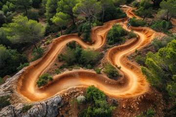 Thrilling Aerial Adventure: Abstract Mountain Biking Trails