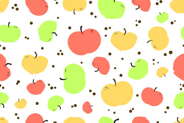 Colorful apple seamless pattern. Hand drawn vector illustration