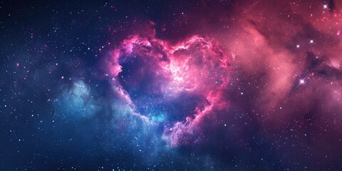 heart nebula in space with coloful background and stars for love and romance - obrazy, fototapety, plakaty